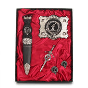 MacThomas Clan Badge, Kilt Pin, Lapel Pin, Cufflinks, Keyring/Key Fob & Gift Set — Fine Pewter by Art Pewter — Made in Scotland (Shiny Finish) - Heritage Of Scotland - Gift Set