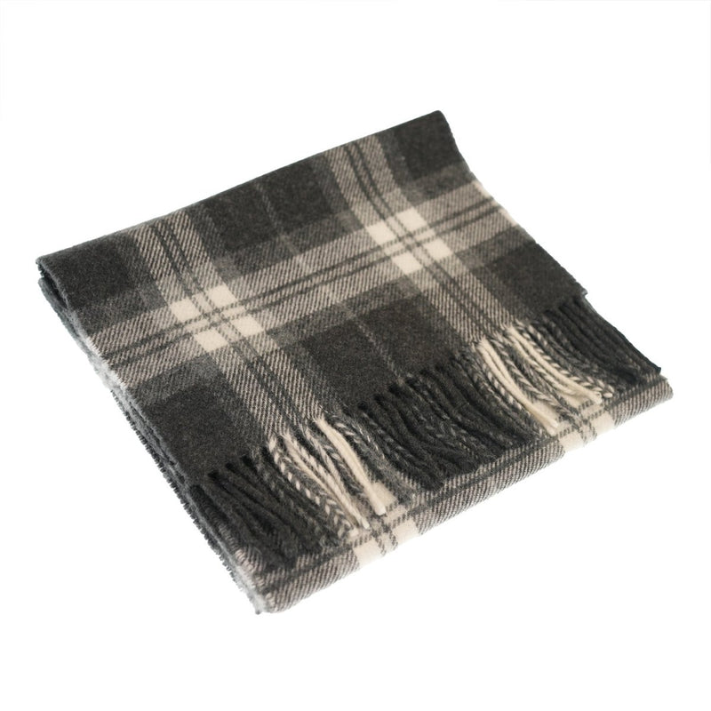 Marchbrae 100% Lambswool Scarf – Traditional Tartan & Check Designs - Made in Scotland - Heritage Of Scotland - Thomson Charcoal