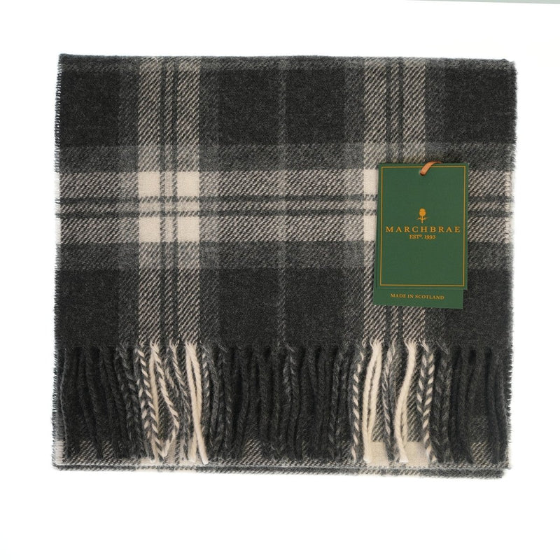 Marchbrae 100% Lambswool Scarf – Traditional Tartan & Check Designs - Made in Scotland - Heritage Of Scotland - Thomson Charcoal