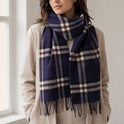 Marchbrae 100% Lambswool Scarf – Traditional Tartan & Check Designs - Made in Scotland - Heritage Of Scotland - Thomson Navy