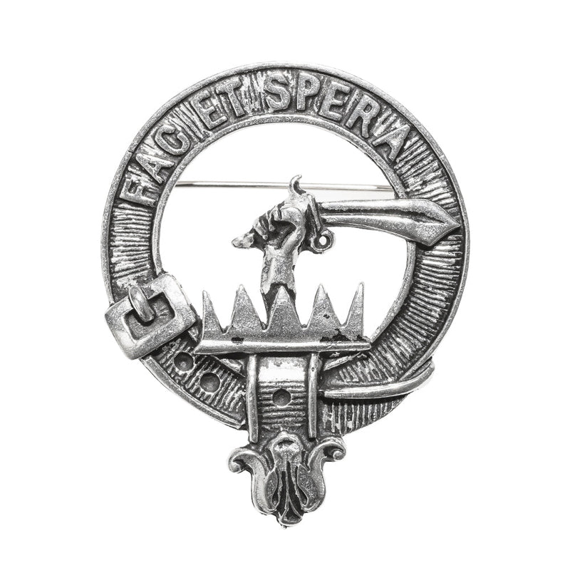 Matheson Clan Badge, Kilt Pin, Lapel Pin, Cufflinks, Keyring/Key Fob & Gift Set — Fine Pewter by Art Pewter — Made in Scotland (Shiny Finish) - Heritage Of Scotland - Badge