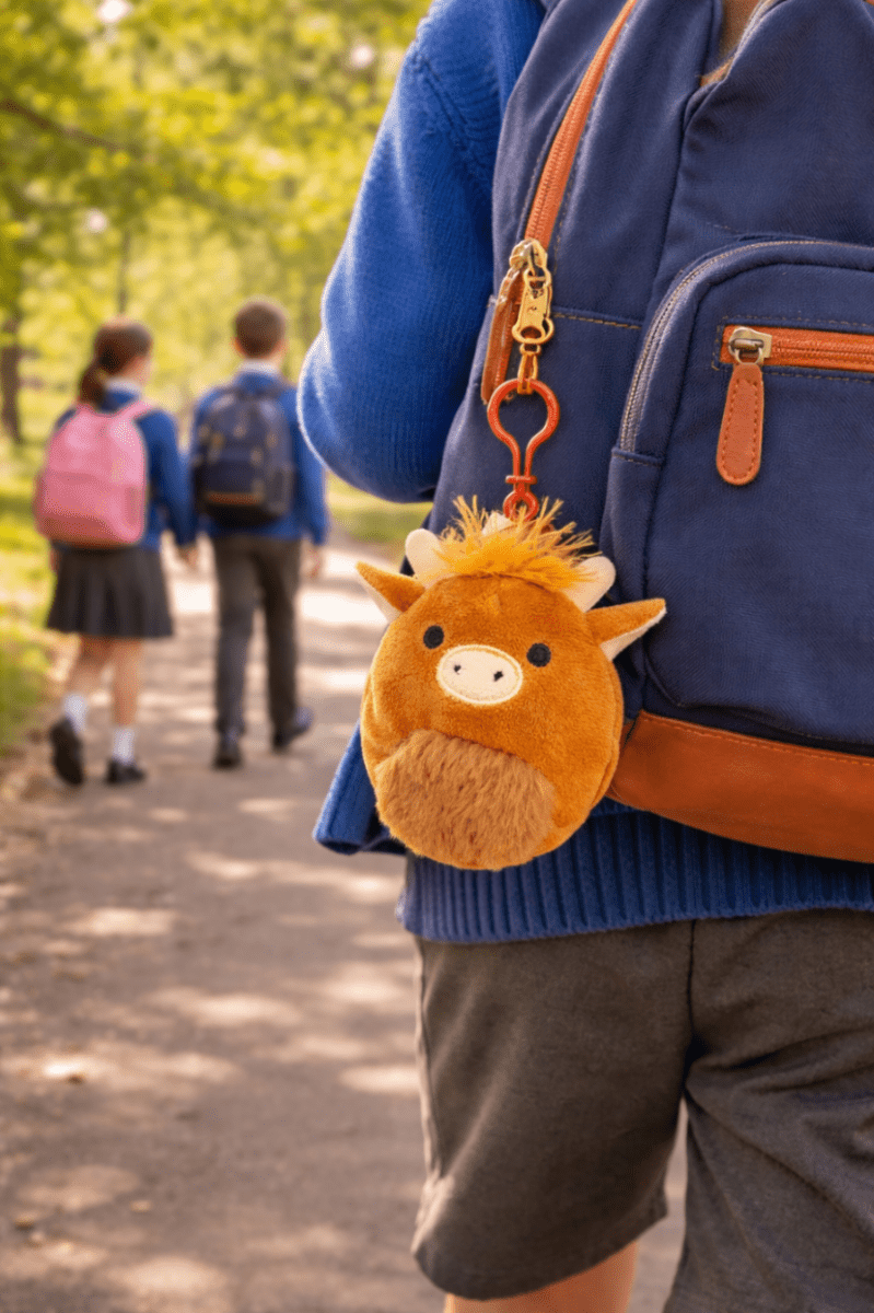 McSquashie Highland Cow Plush Clip Purse – Cute Mini Coin & Earbud Holder - Heritage Of Scotland - 