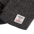 Men Touch Screen Leather Gloves Black Grey Herringbone - Heritage Of Scotland - BLACK GREY HERRINGBONE