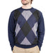 Men's Argyle Ballantrae Jumper Crew Neck Turquoise - Heritage Of Scotland - TURQUOISE