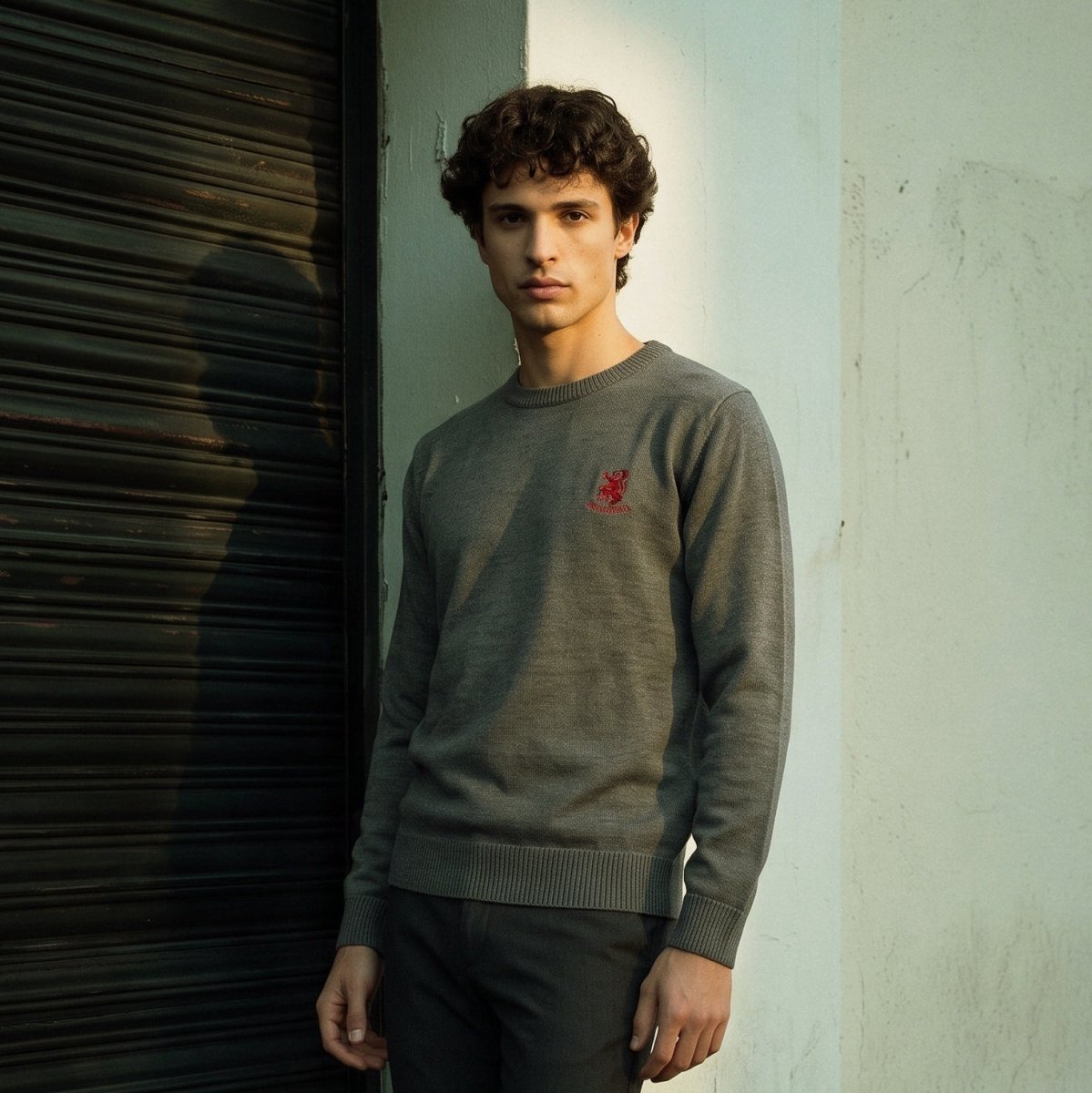 Men's Ballantrae Lion Jumper - Charcoal Marl - Heritage Of Scotland - S