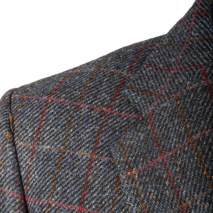 Men's Barra Harris Tweed Jacket Blue Red Check - Heritage Of Scotland - BLUE RED CHECK