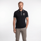 Men’s Black Scotland Crest Polo Shirt with White Trim - Heritage Of Scotland - NAVY / S
