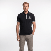Men’s Black Scotland Crest Polo Shirt with White Trim - Heritage Of Scotland - NAVY / S
