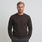 Men's Dunedin Cashmere 100% Cashmere Crew Neck Jumper - Chocolate Brown - Heritage Of Scotland - S