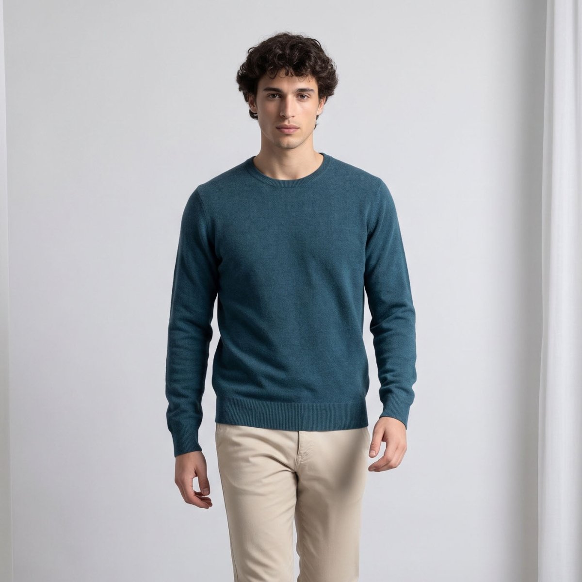 Men's Dunedin Cashmere 100% Cashmere Crew Neck Jumper - Lugano - Heritage Of Scotland - XS