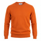 Men's Dunedin Cashmere 100% Cashmere Crew Neck Jumper - Mandarin Orange - Heritage Of Scotland - S