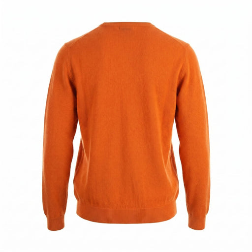Men's Dunedin Cashmere 100% Cashmere Crew Neck Jumper - Mandarin Orange - Heritage Of Scotland - S