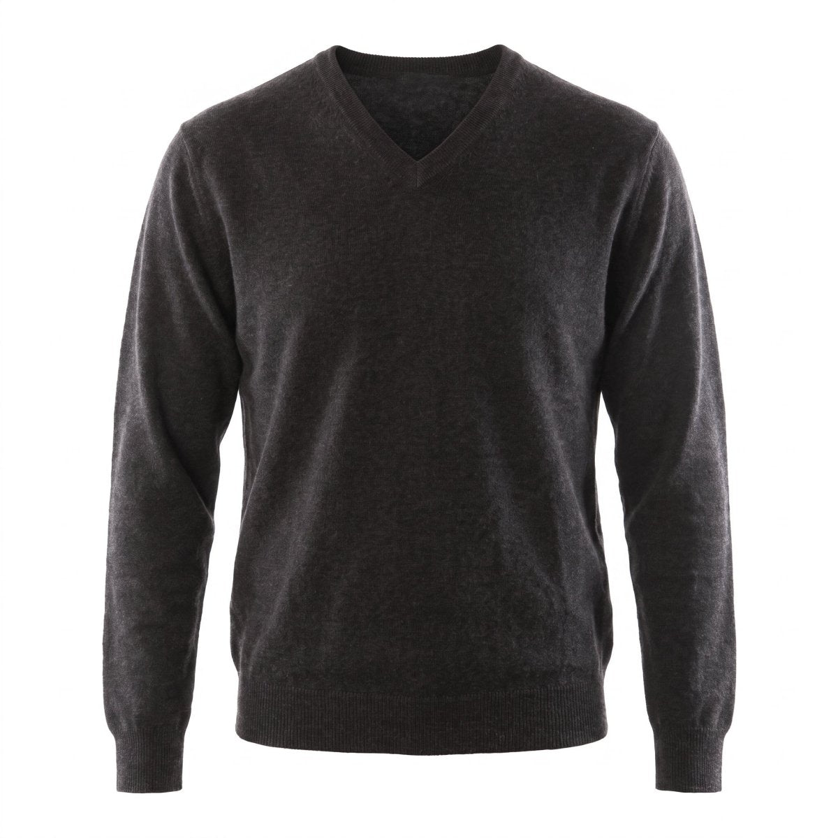 Men's Dunedin Cashmere 100% Cashmere V-Neck Jumper - Charcoal - Heritage Of Scotland - XS