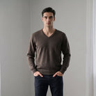 Men's Dunedin Cashmere 100% Cashmere V Neck Jumper- Ptarmigan - Heritage Of Scotland - XS