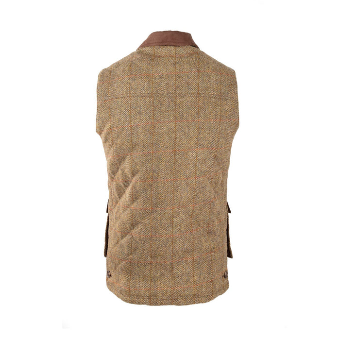 Men's Finn Harris Tweed Gilet Hb310 - B5 Green Check Mustard - Heritage Of Scotland - HB310 - B5 GREEN CHECK MUSTARD