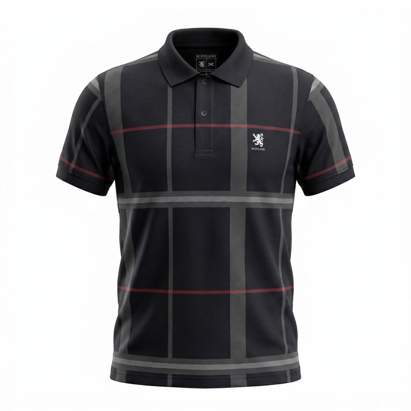 Men's Full Check Polo Shirt – Navy | Smart Casual Scotland Polo - Heritage Of Scotland - S