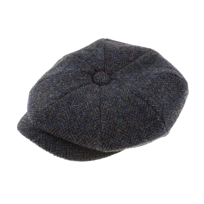 Men's Harris Tweed Carloway Cap 2012 Grey/Blue Herringbone - Heritage Of Scotland - 2012 GREY/BLUE HERRINGBONE