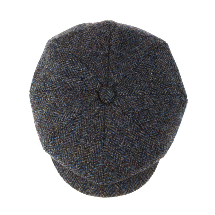 Men's Harris Tweed Carloway Cap 2012 Grey/Blue Herringbone - Heritage Of Scotland - 2012 GREY/BLUE HERRINGBONE