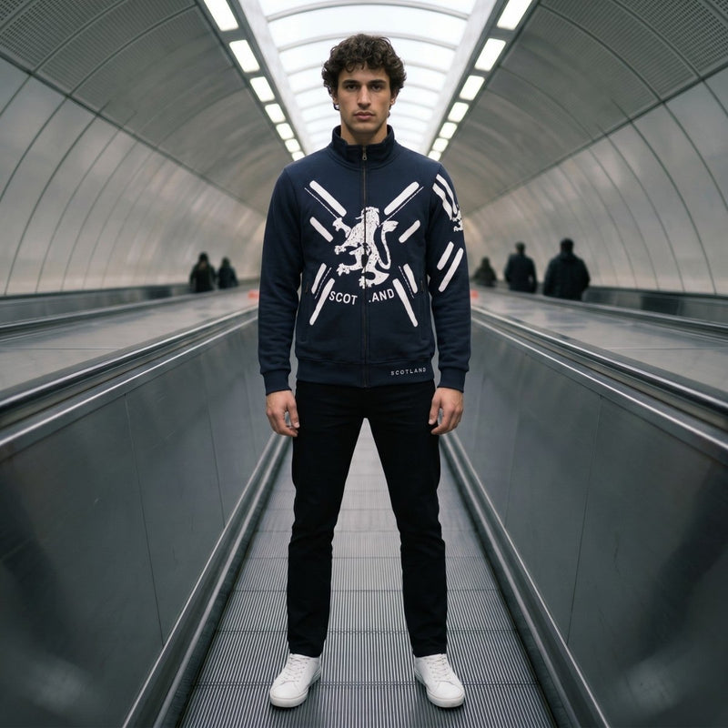 Men’s Navy Scotland Lion Rampant Full Zip Top - Heritage Of Scotland - S