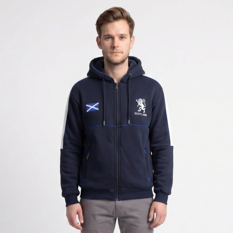 Men’s Navy Scotland Lion Rampant Zip Fleece Hoodie - Heritage Of Scotland - M