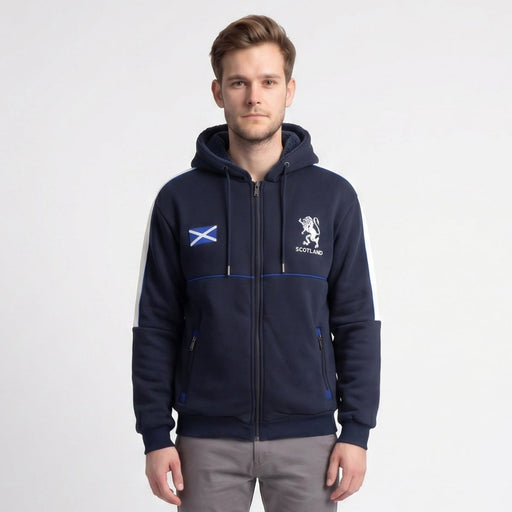 Men’s Navy Scotland Lion Rampant Zip Fleece Hoodie - Heritage Of Scotland - M
