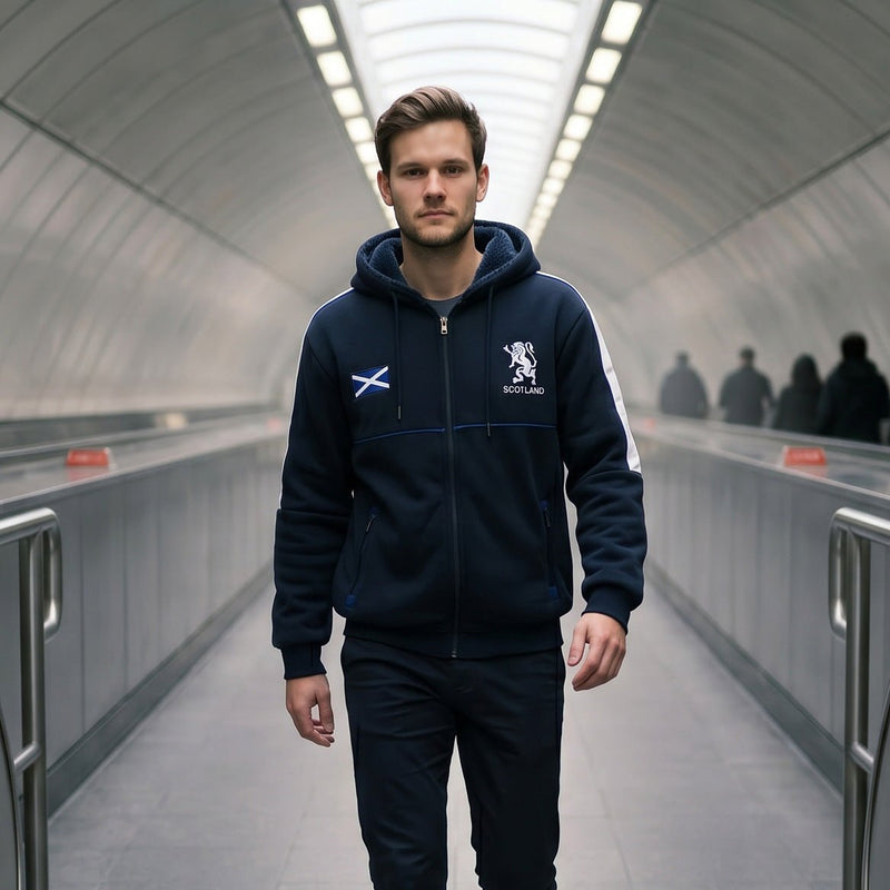Men’s Navy Scotland Lion Rampant Zip Fleece Hoodie - Heritage Of Scotland - M
