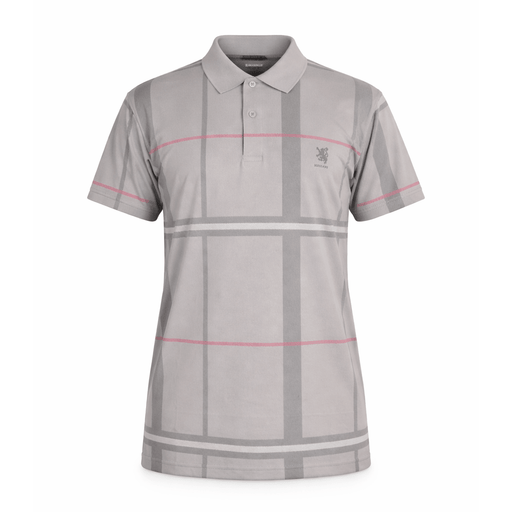 Mens Polo Premium Shirt Full Check Grey - Heritage Of Scotland - S