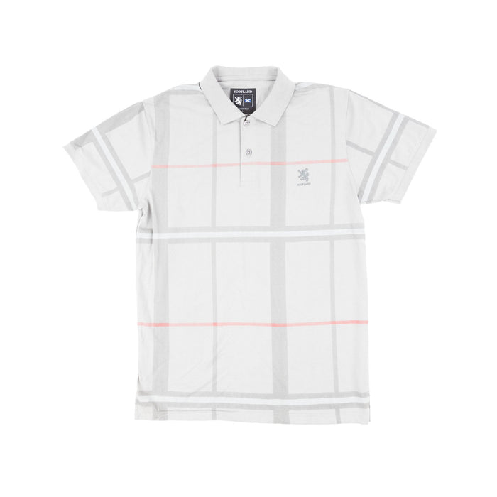 Mens Polo Shirt Full Check M. Grey - Heritage Of Scotland - M. GREY