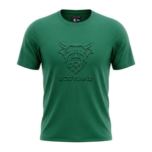 Men's Scotland Cow Embossed T-Shirt Green - Heritage Of Scotland - S