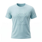 Men's Scotland Cow Embossed T-Shirt Light Turquoise - Heritage Of Scotland - S