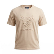 Men's Scotland Cow Embossed T-Shirt Off - White - Heritage Of Scotland - M