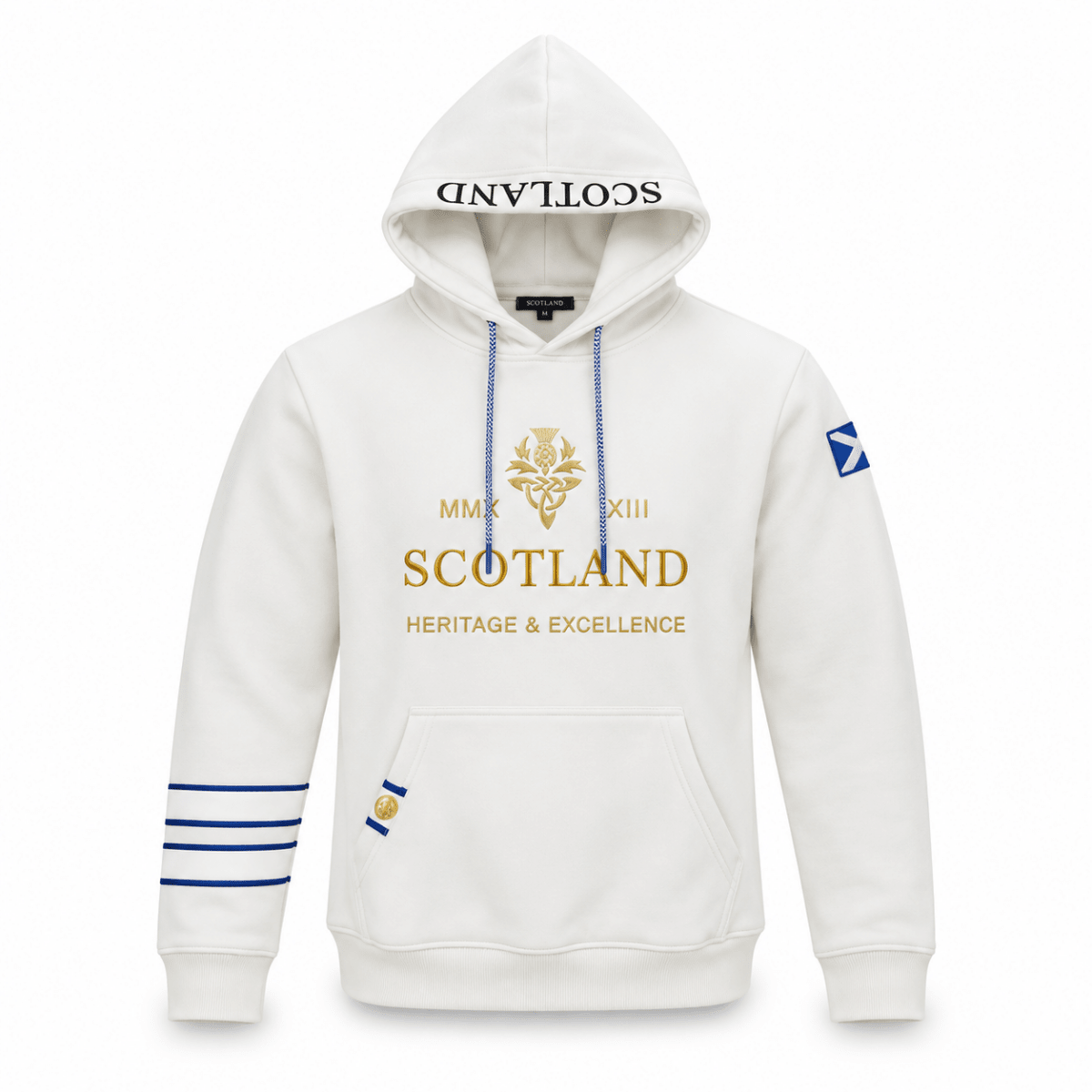 Men's Scotland Heritage & Excellence Hooded Sweatshirt Top - Off White - Heritage Of Scotland - S