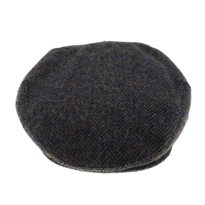 Men's Tweed Stornoway Y02 Flat Cap 2012 Grey/Blue Herringbone - Heritage Of Scotland - 2012 GREY/BLUE HERRINGBONE