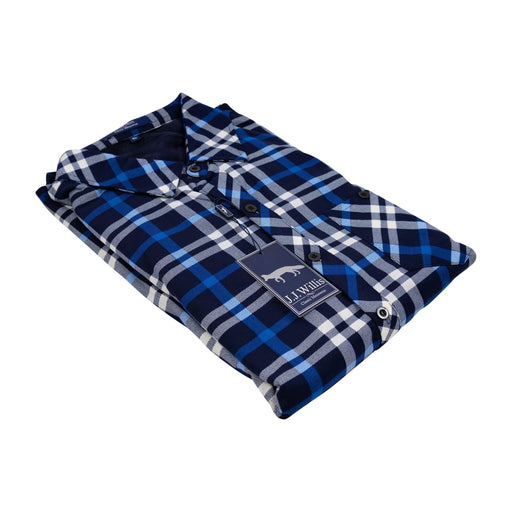 Mens Velour Lined Check Shirt Blue Check - Heritage Of Scotland - BLUE CHECK