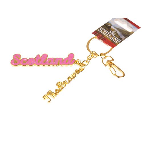 Metal Keyring Glitter Pink - Scotland - Heritage Of Scotland - NA