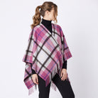 Mini Me Cape Dunedin Cashmere - Big Check Aston and Opal-Coulis - 100% Pure Cashmere - Heritage Of Scotland -