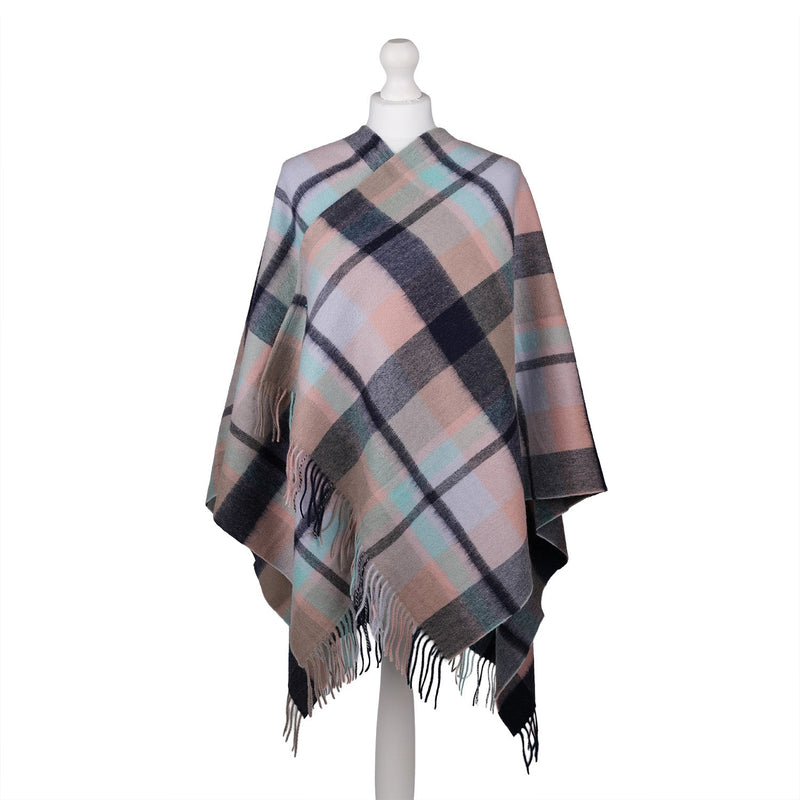 Mini Me Children’s Cape Edinburgh Lambswool Myriad Check - Navy/Greige/Light Blue - Heritage Of Scotland - Myriad Check - Navy/Greige/Light Blue