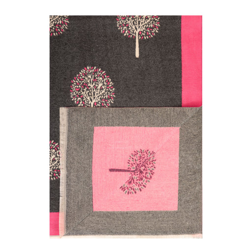 Mini Tree Super Soft Stole Grey/Bright Pink - Heritage Of Scotland - GREY/BRIGHT PINK