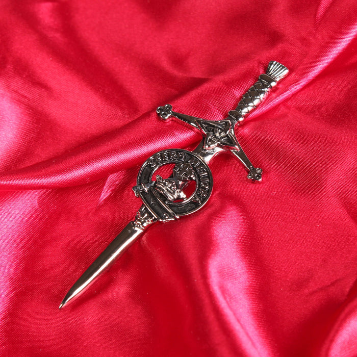 Moffat Clan Badge, Kilt Pin, Lapel Pin, Cufflinks, Keyring/Key Fob & Gift Set — Fine Pewter by Art Pewter — Made in Scotland (Shiny Finish) - Heritage Of Scotland - Kilt Pin