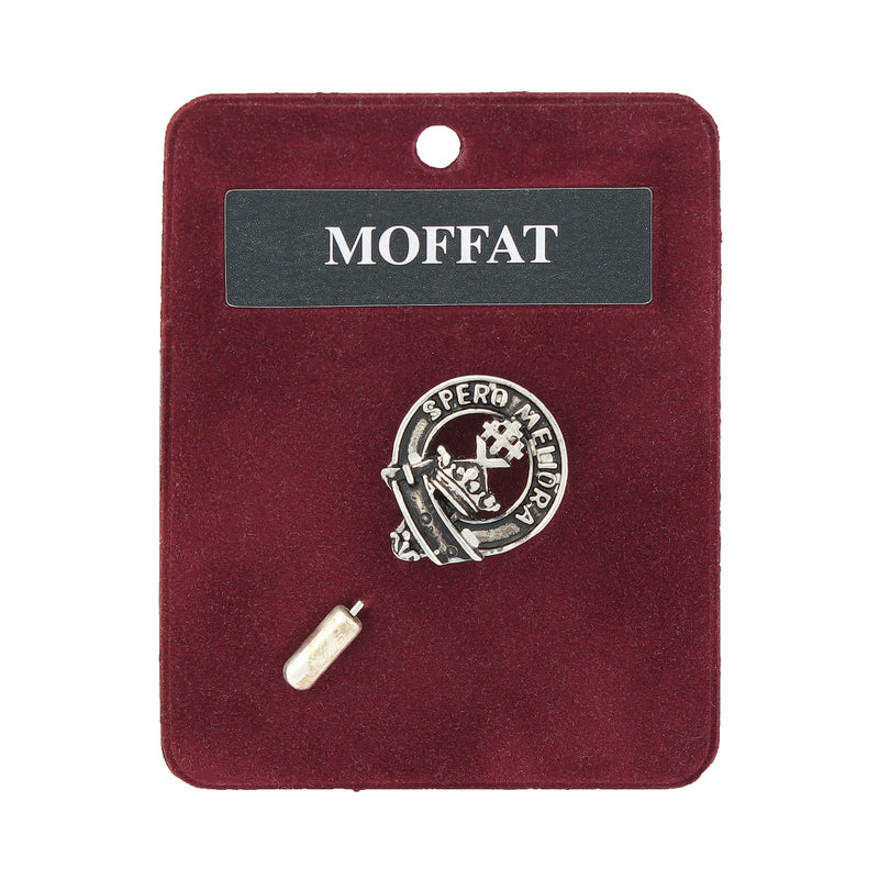 Moffat Clan Badge, Kilt Pin, Lapel Pin, Cufflinks, Keyring/Key Fob & Gift Set — Fine Pewter by Art Pewter — Made in Scotland (Shiny Finish) - Heritage Of Scotland - Lapel Pin