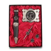 Montgomery Clan Badge, Kilt Pin, Lapel Pin, Cufflinks, Keyring/Key Fob & Gift Set — Fine Pewter by Art Pewter — Made in Scotland (Shiny Finish) - Heritage Of Scotland - Gift Set