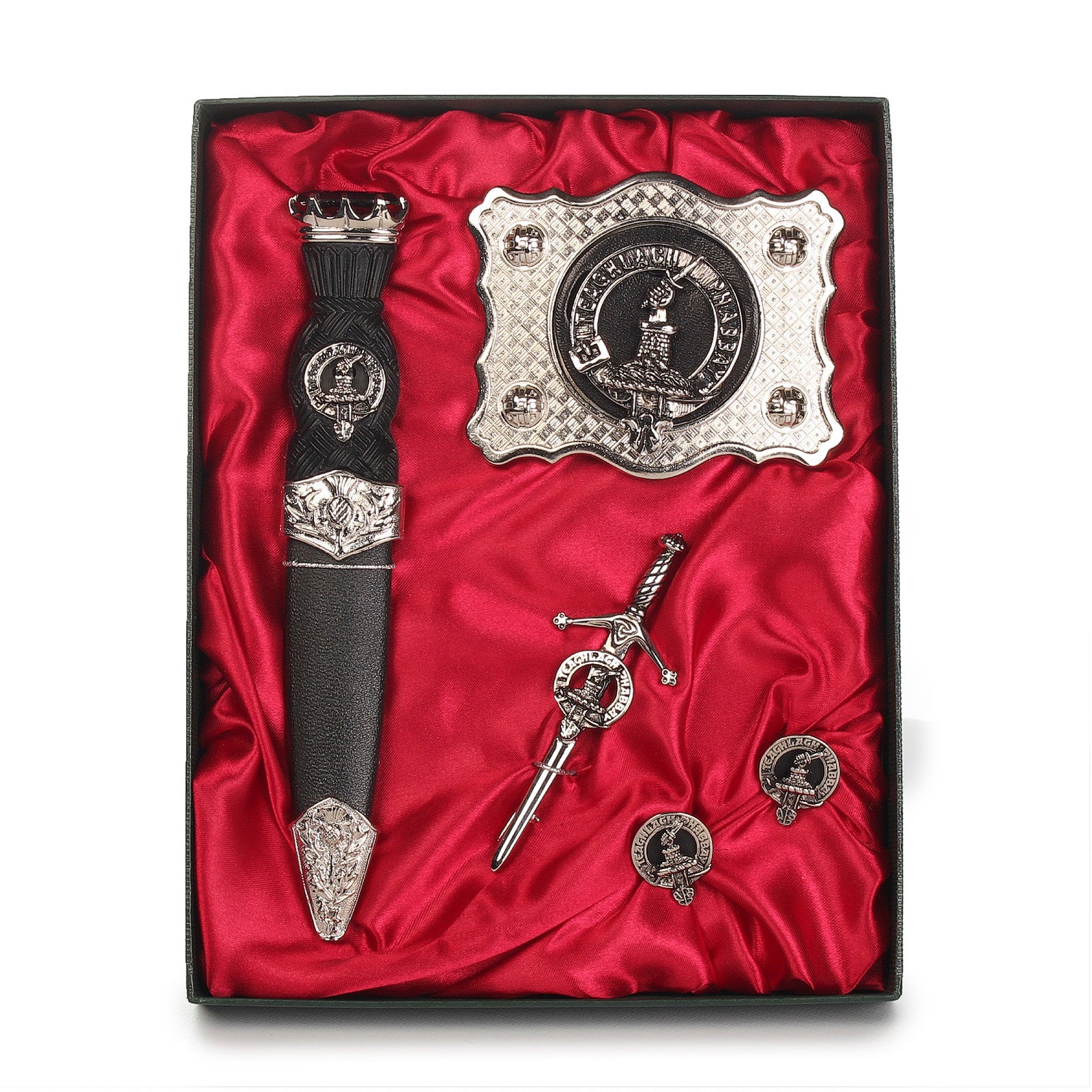 Morrison Clan Badge, Kilt Pin, Lapel Pin, Cufflinks, Keyring/Key Fob & Gift Set — Fine Pewter by Art Pewter — Made in Scotland (Shiny Finish) - Heritage Of Scotland - Gift Set