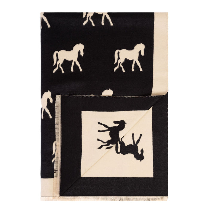 New Horse Super Soft Stole Black/White - Heritage Of Scotland - BLACK/WHITE