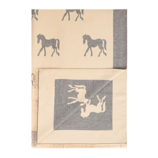 New Horse Super Soft Stole Cream/Light Grey - Heritage Of Scotland - CREAM/LIGHT GREY