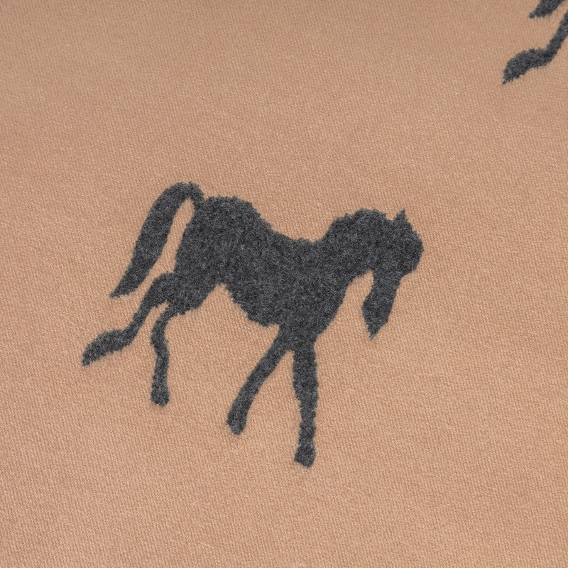 New Horse Super Soft Stole Dk Beige/Dk Grey - Heritage Of Scotland - DK BEIGE/DK GREY