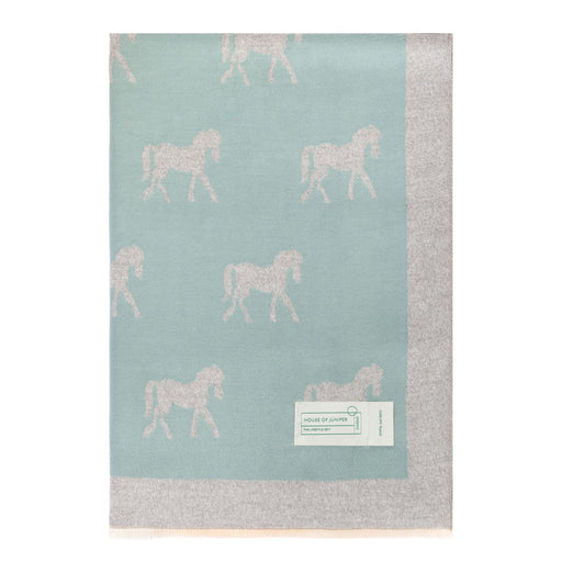 New Horse Super Soft Stole Green/Grey - Heritage Of Scotland - GREEN/GREY