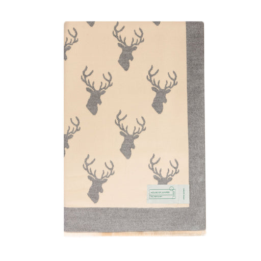 New Stag Super Soft Stole Cream/Light Grey - Heritage Of Scotland - CREAM/LIGHT GREY