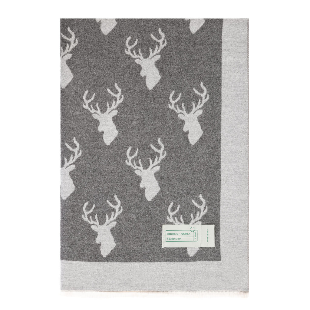 New Stag Super Soft Stole Dark Grey/Light Grey | Heritage of Scotland —  Heritage Of Scotland, image size:1024x1024