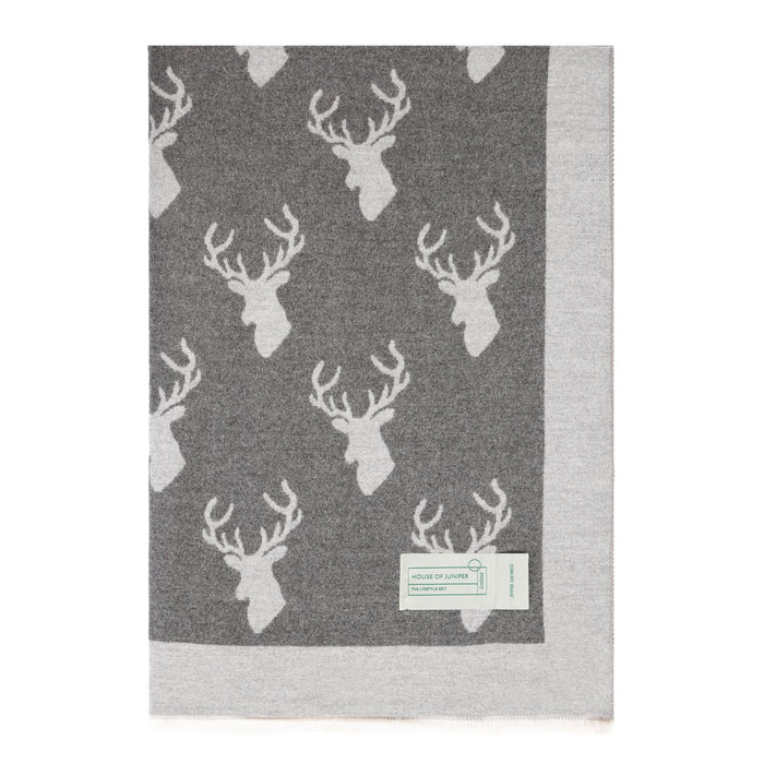 New Stag Super Soft Stole Dark Grey/Light Grey - Heritage Of Scotland - DARK GREY/LIGHT GREY