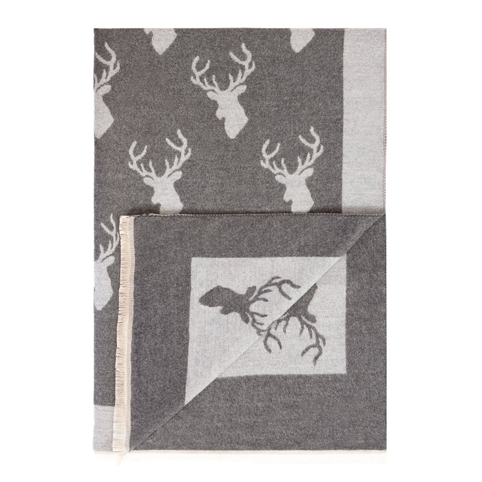 New Stag Super Soft Stole Dark Grey/Light Grey - Heritage Of Scotland - DARK GREY/LIGHT GREY